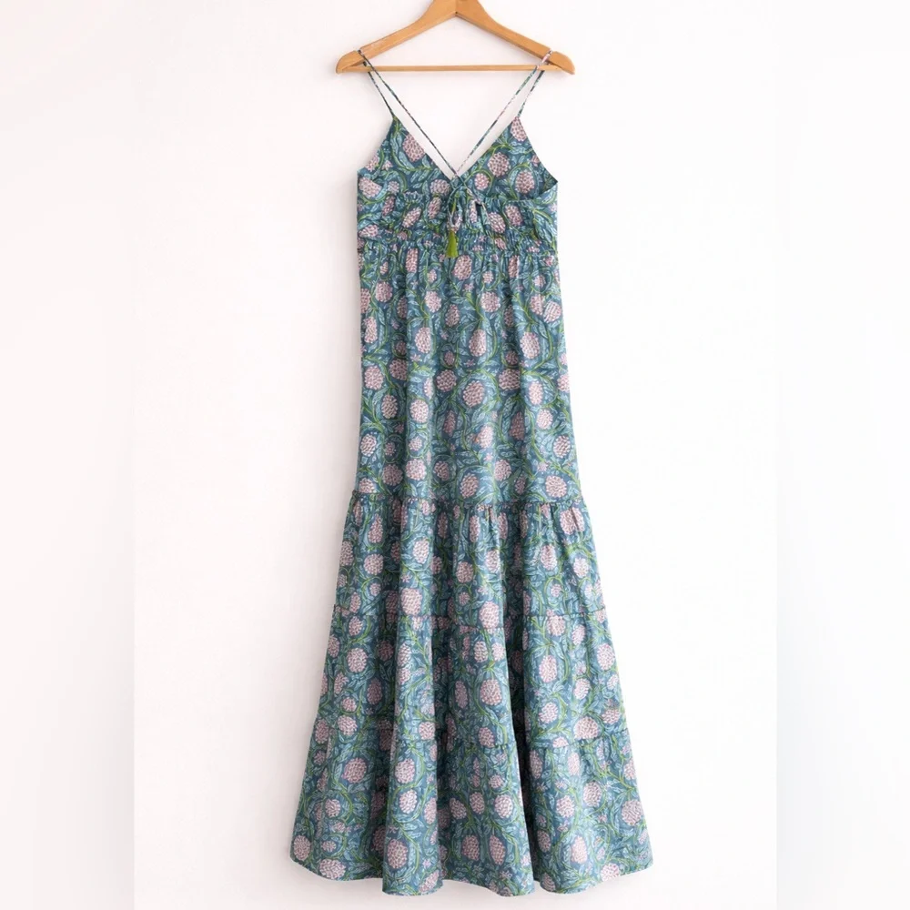 Perry Walker Annie Maxi III Blue Green Dress‎ One Size
